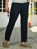 Linen-Blend Tapered Trousers