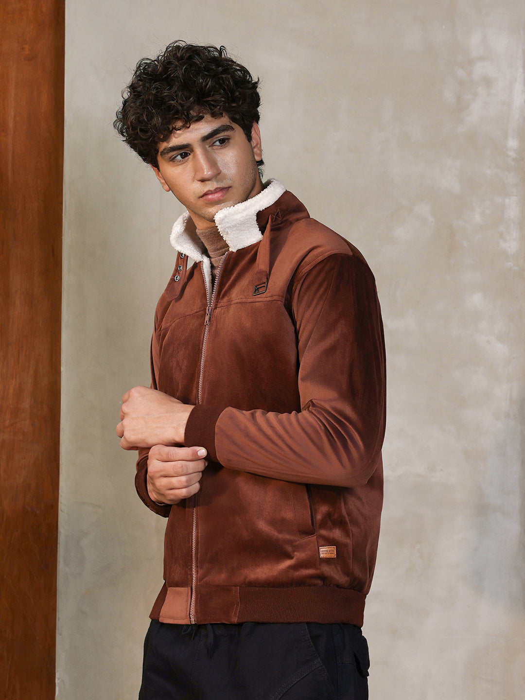 Zip-Front Jacket With Fleece Detail