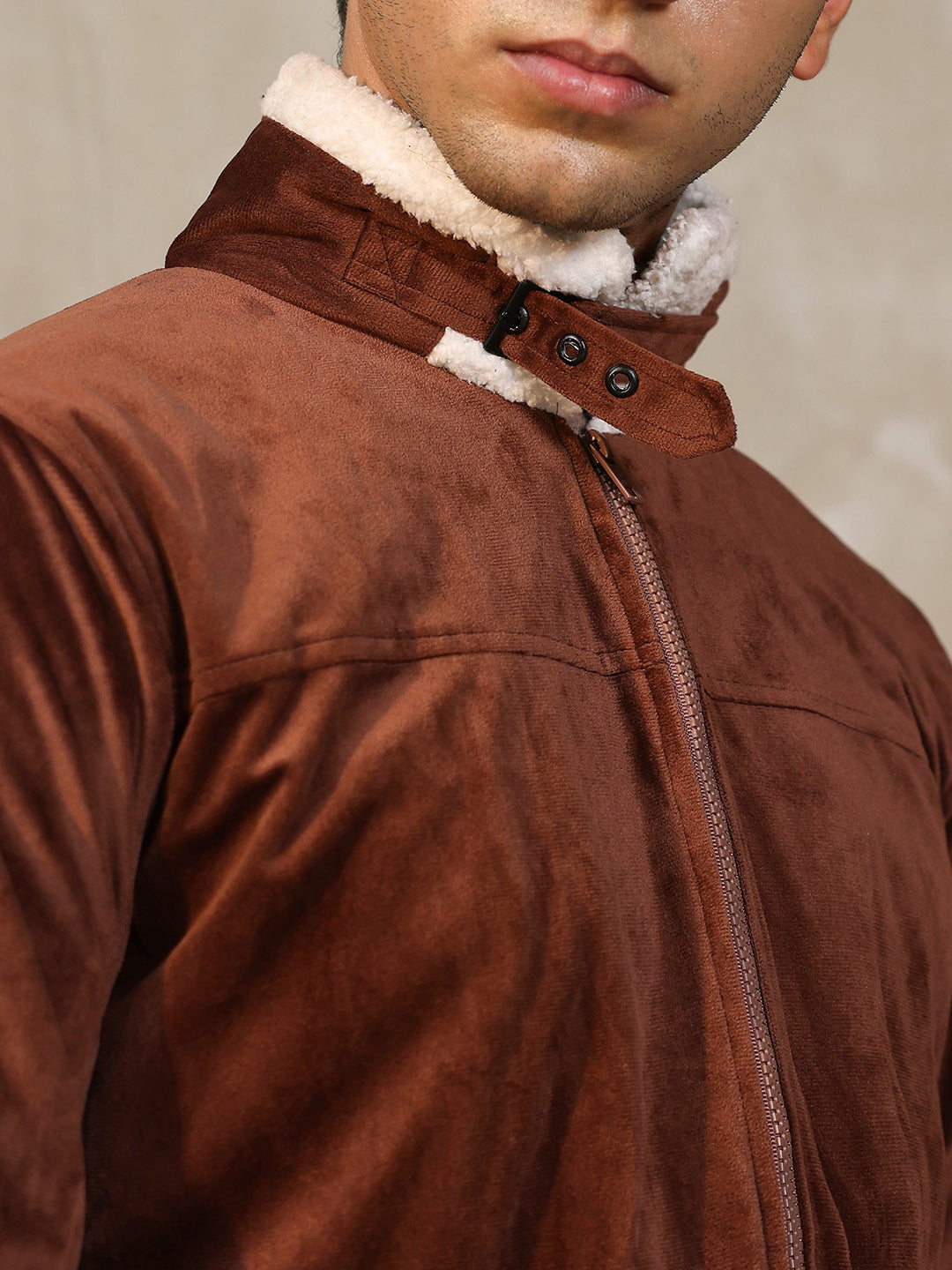 Zip-Front Jacket With Fleece Detail