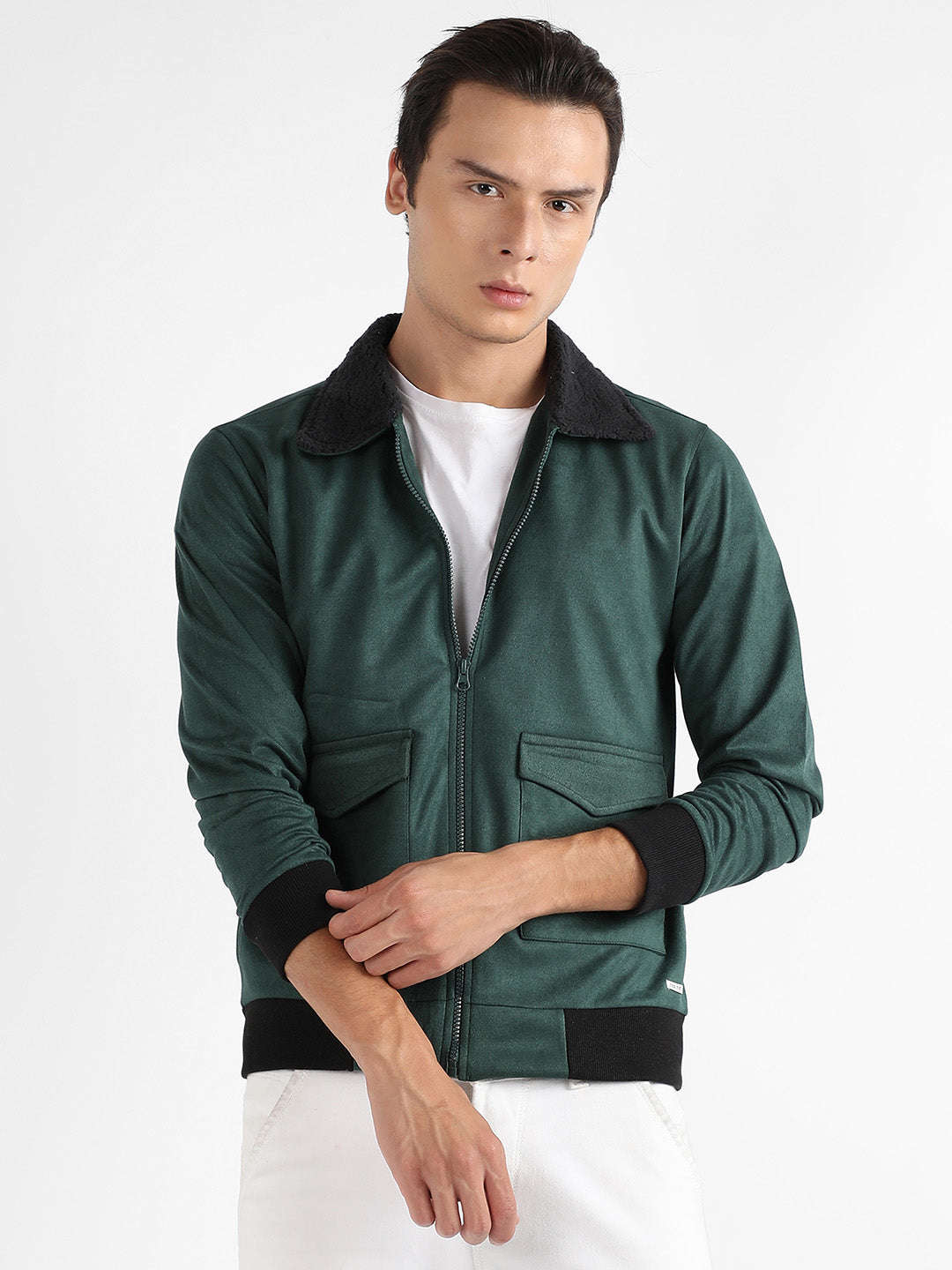 Zip-Front Jacket With Fleece Collar
