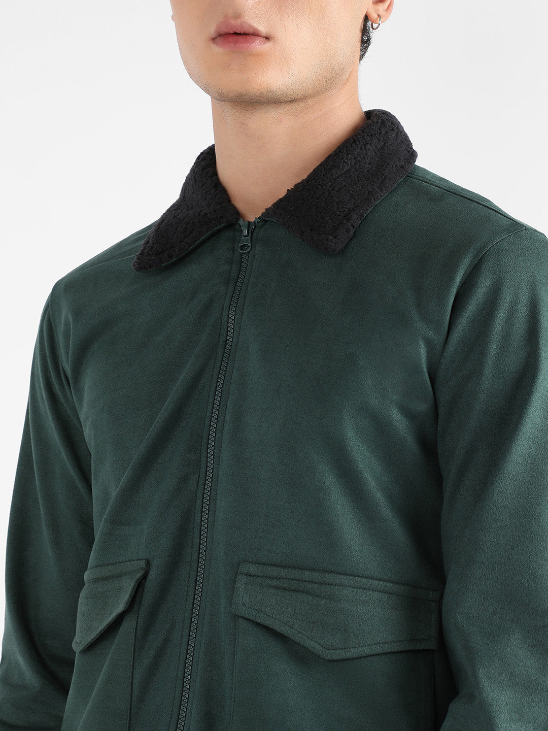 Zip-Front Jacket With Fleece Collar