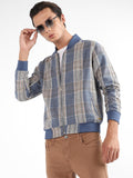 Tartan Plaid Jacket With Ribbed Hem