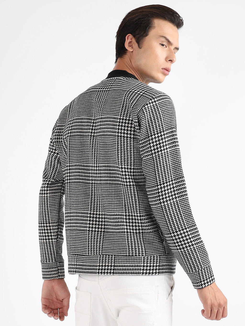 Zip-Front Houndstooth Jacket