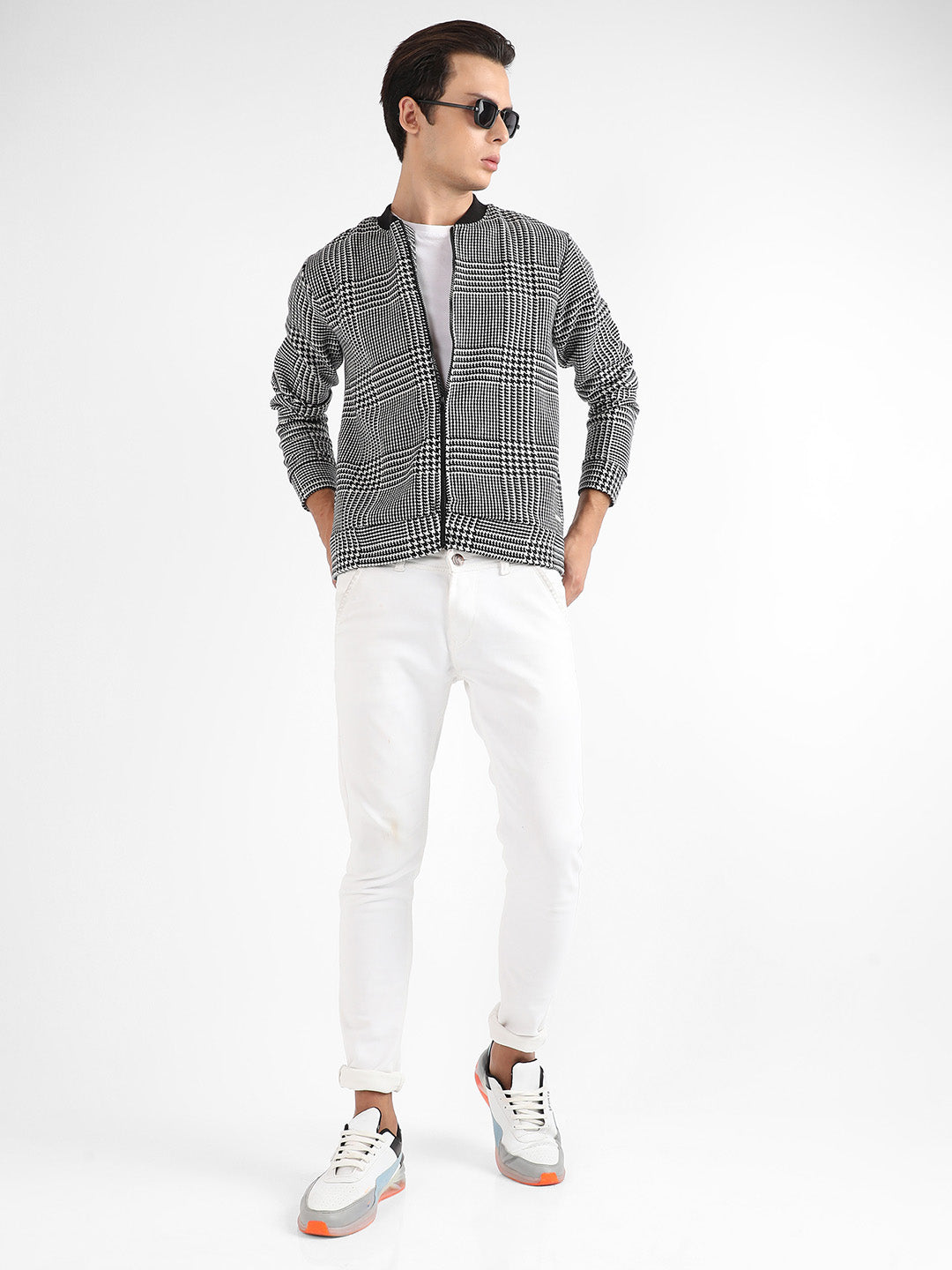 Zip-Front Houndstooth Jacket