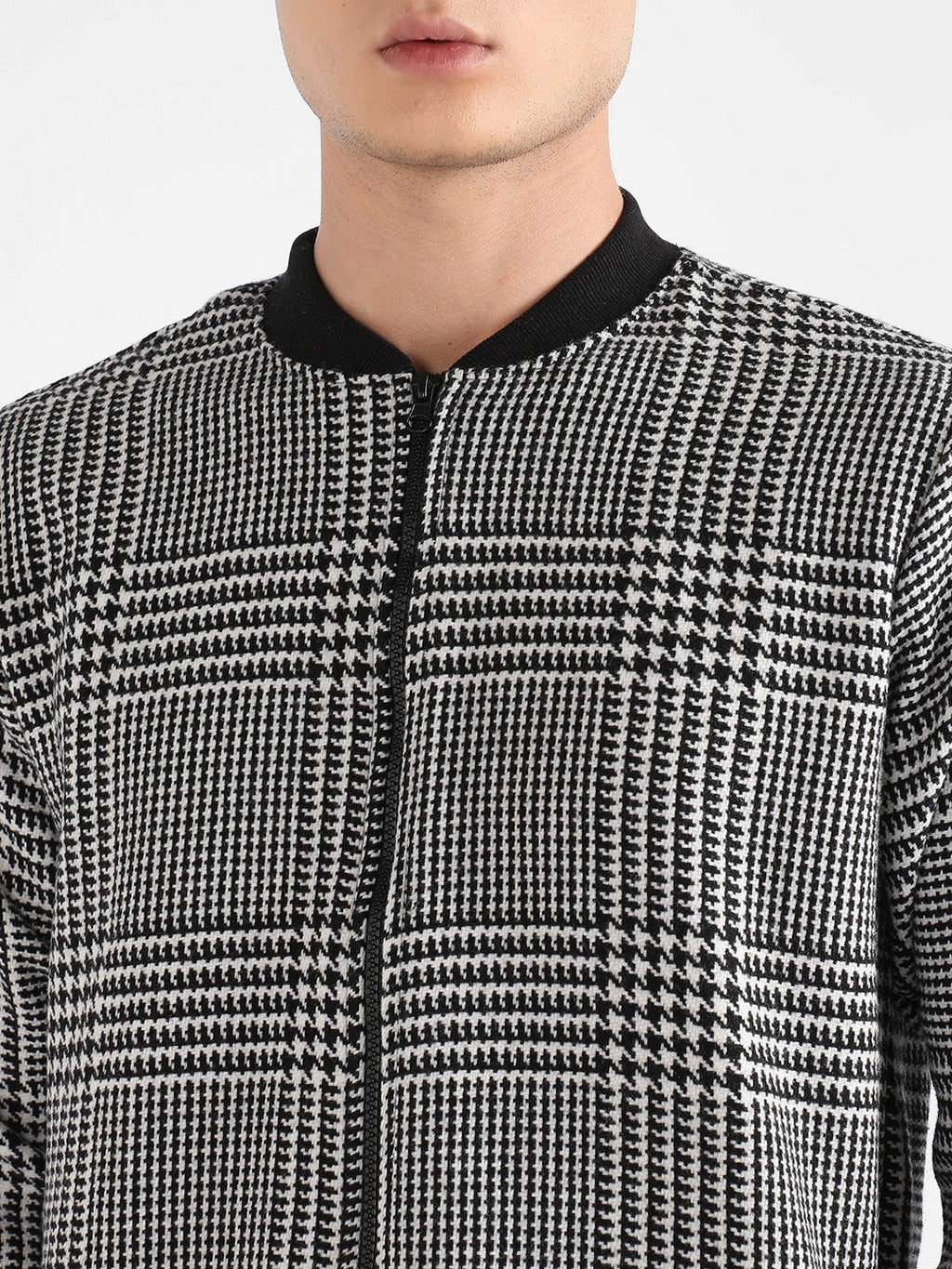Zip-Front Houndstooth Jacket