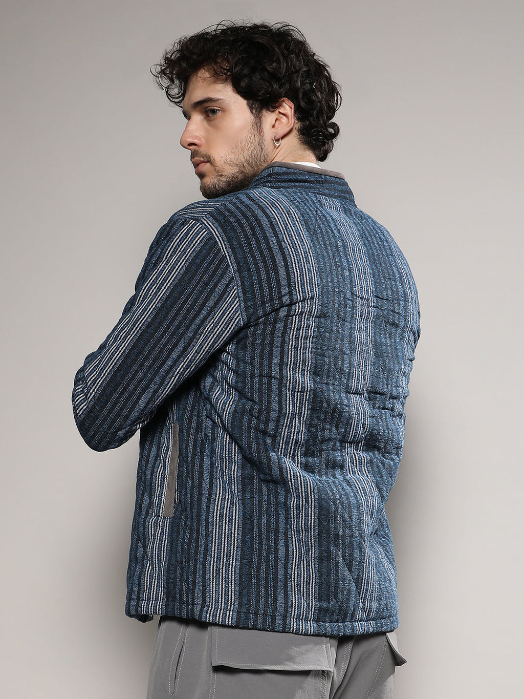Striped Quilted Bomber Jacket