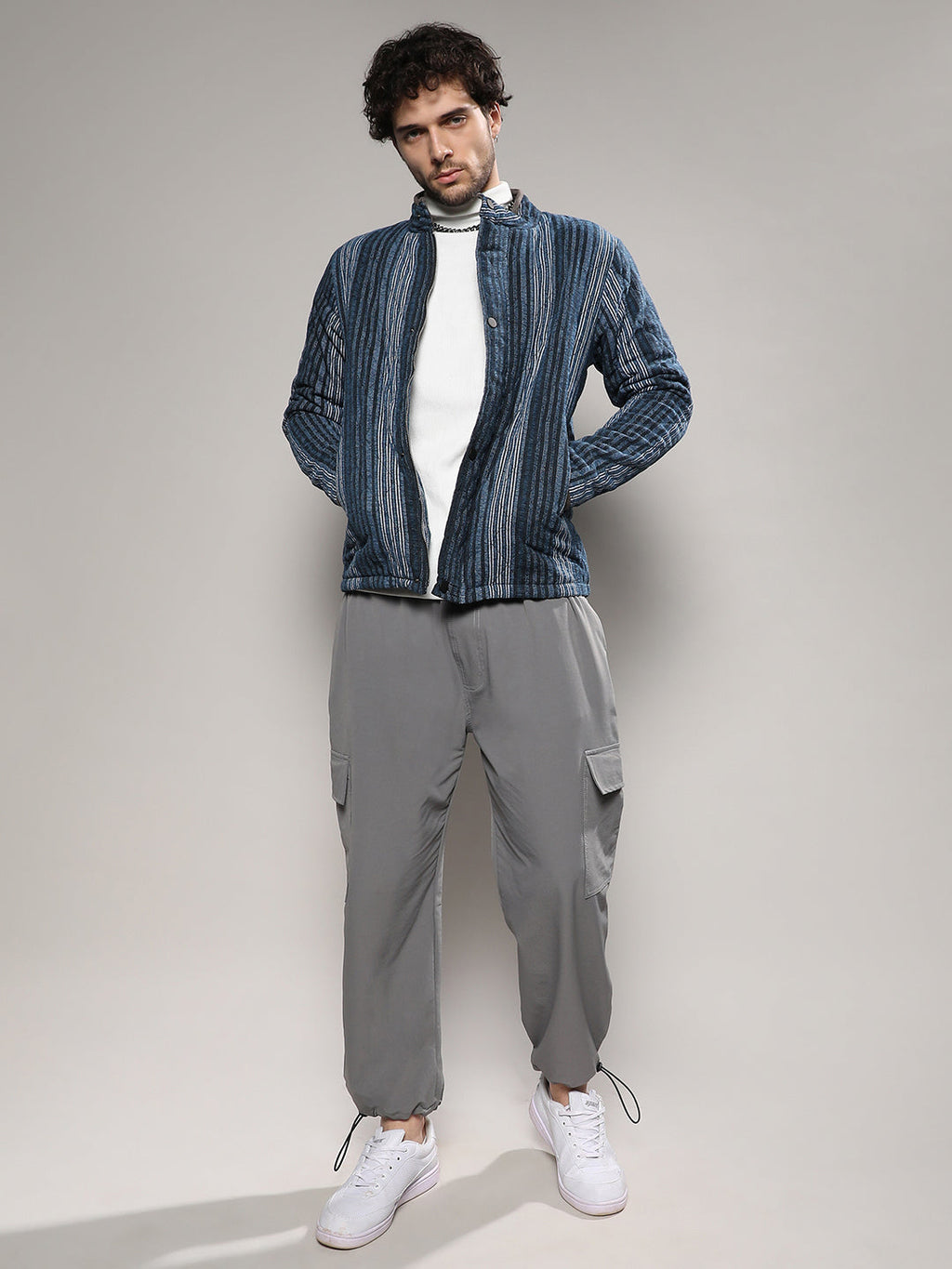 Striped Quilted Bomber Jacket