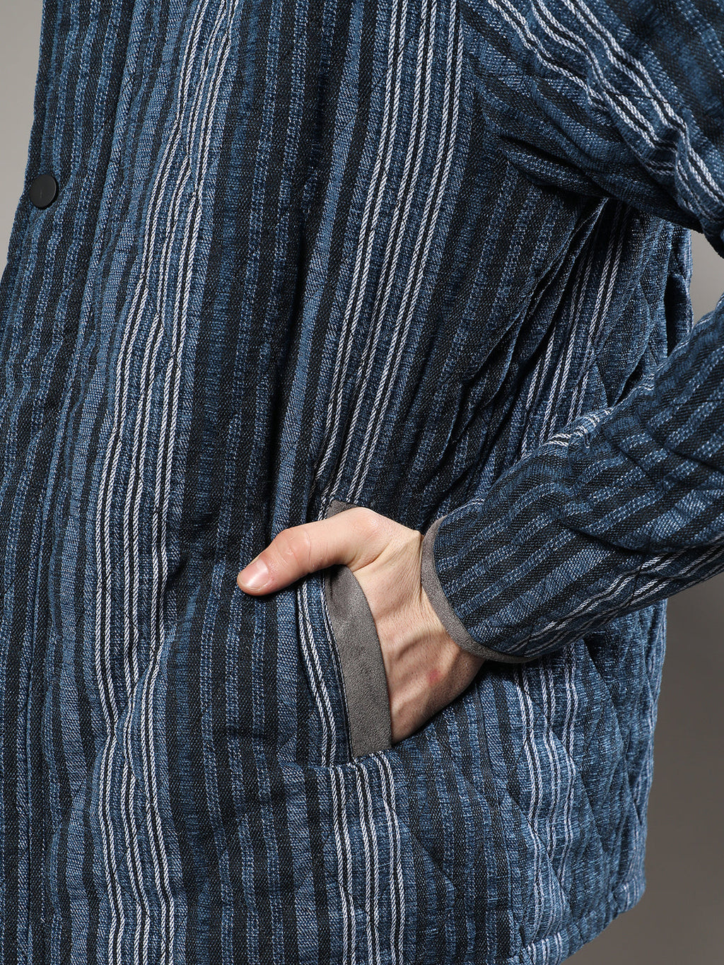 Striped Quilted Bomber Jacket