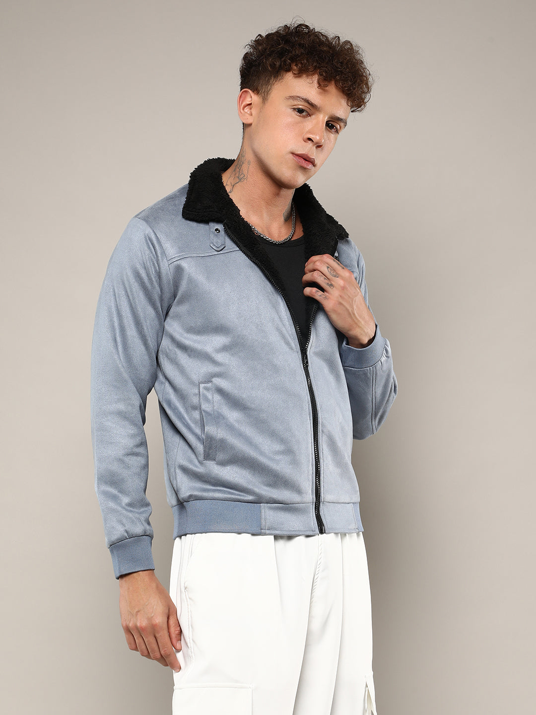 Zip-Front Jacket With Fleece Detail