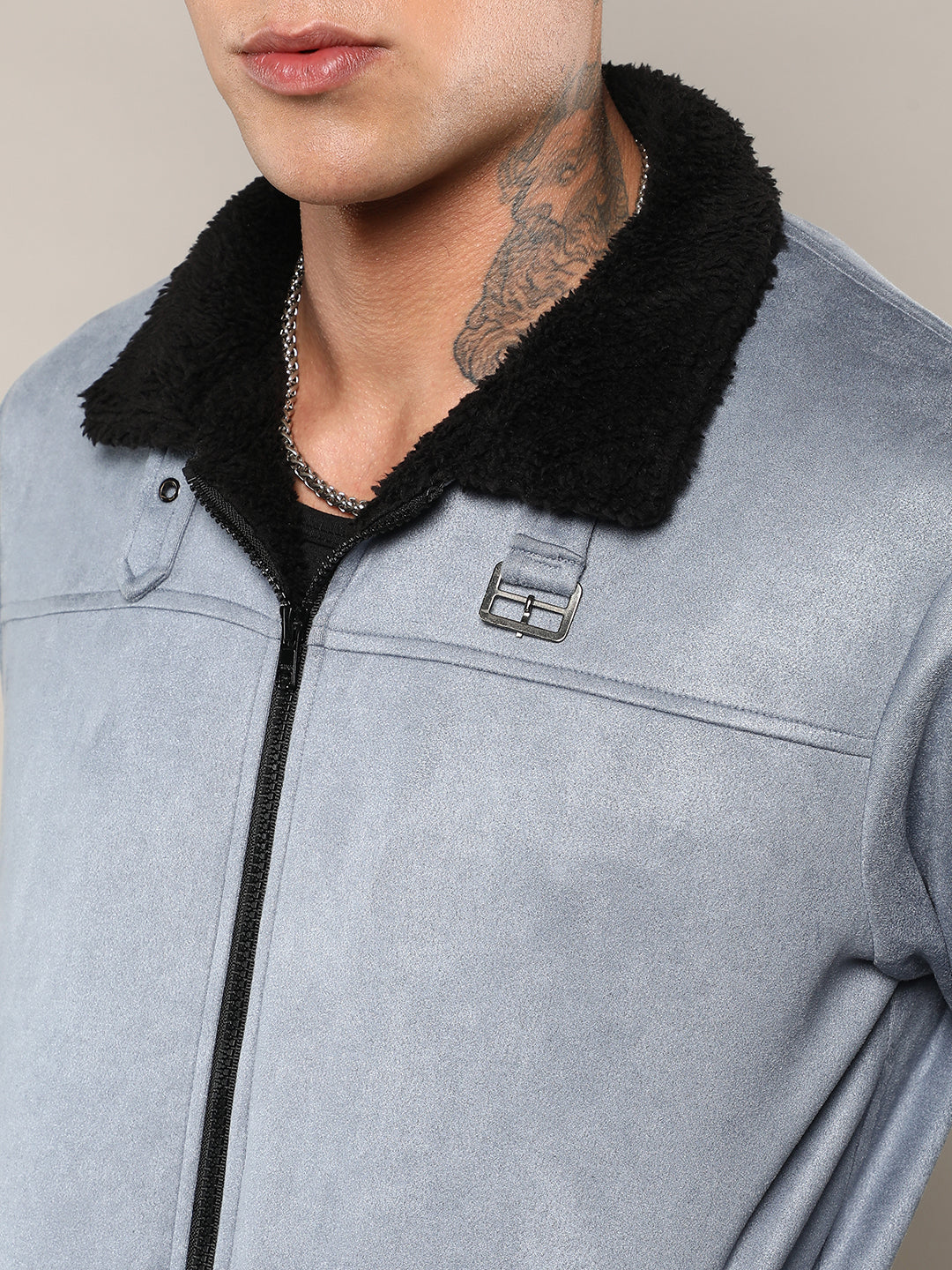 Zip-Front Jacket With Fleece Detail