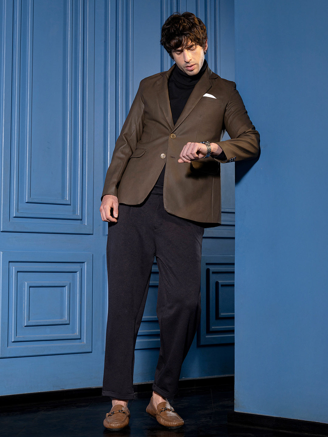 Tailored-Leather Blazer