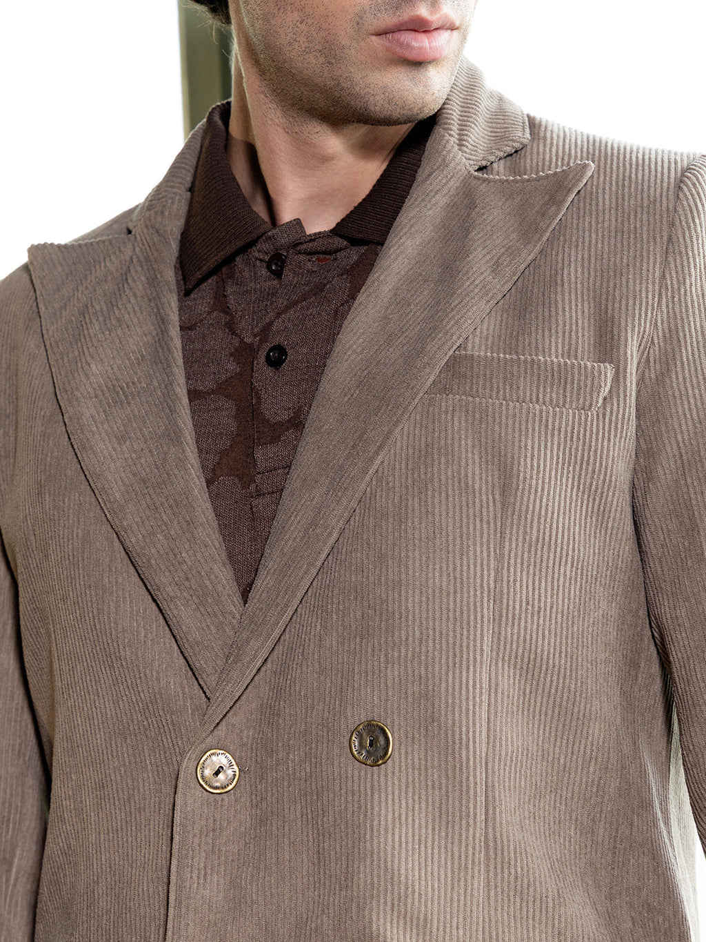 Double-Breasted Corduroy Blazer
