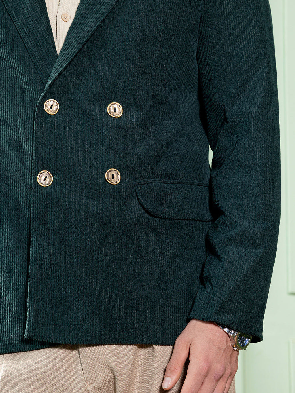 Double-Breasted Corduroy Blazer