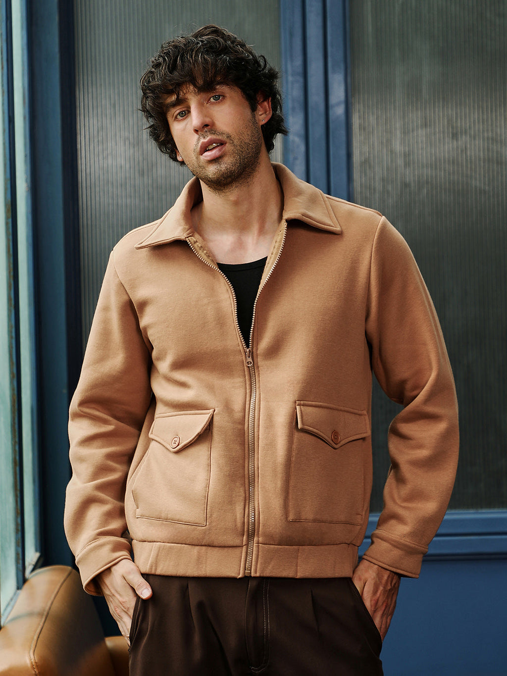 Zip-Front Knit Jacket