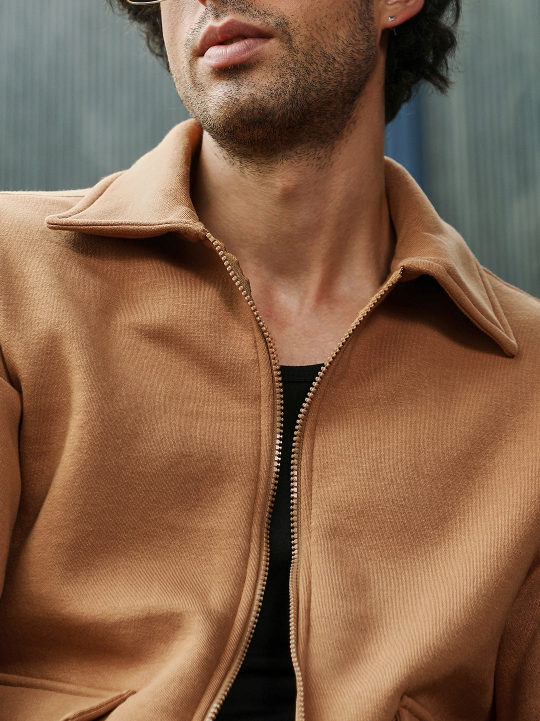 Zip-Front Knit Jacket