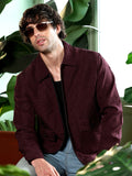 Zip-Front Foliage-Tactile Bomber Jacket