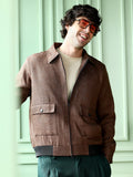 Geometric-Jacquard Zip-Front Jacket