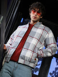 Zip-Front Brushed Plaid Jacket