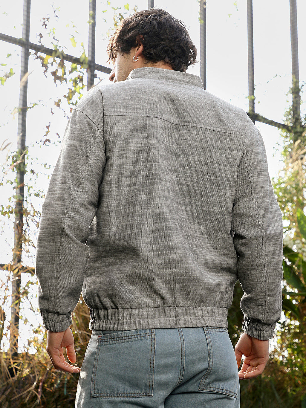Zip-Front Heathered-Knit Jacket