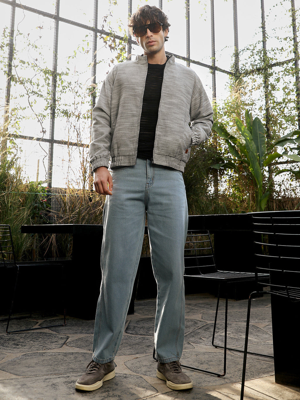 Zip-Front Heathered-Knit Jacket