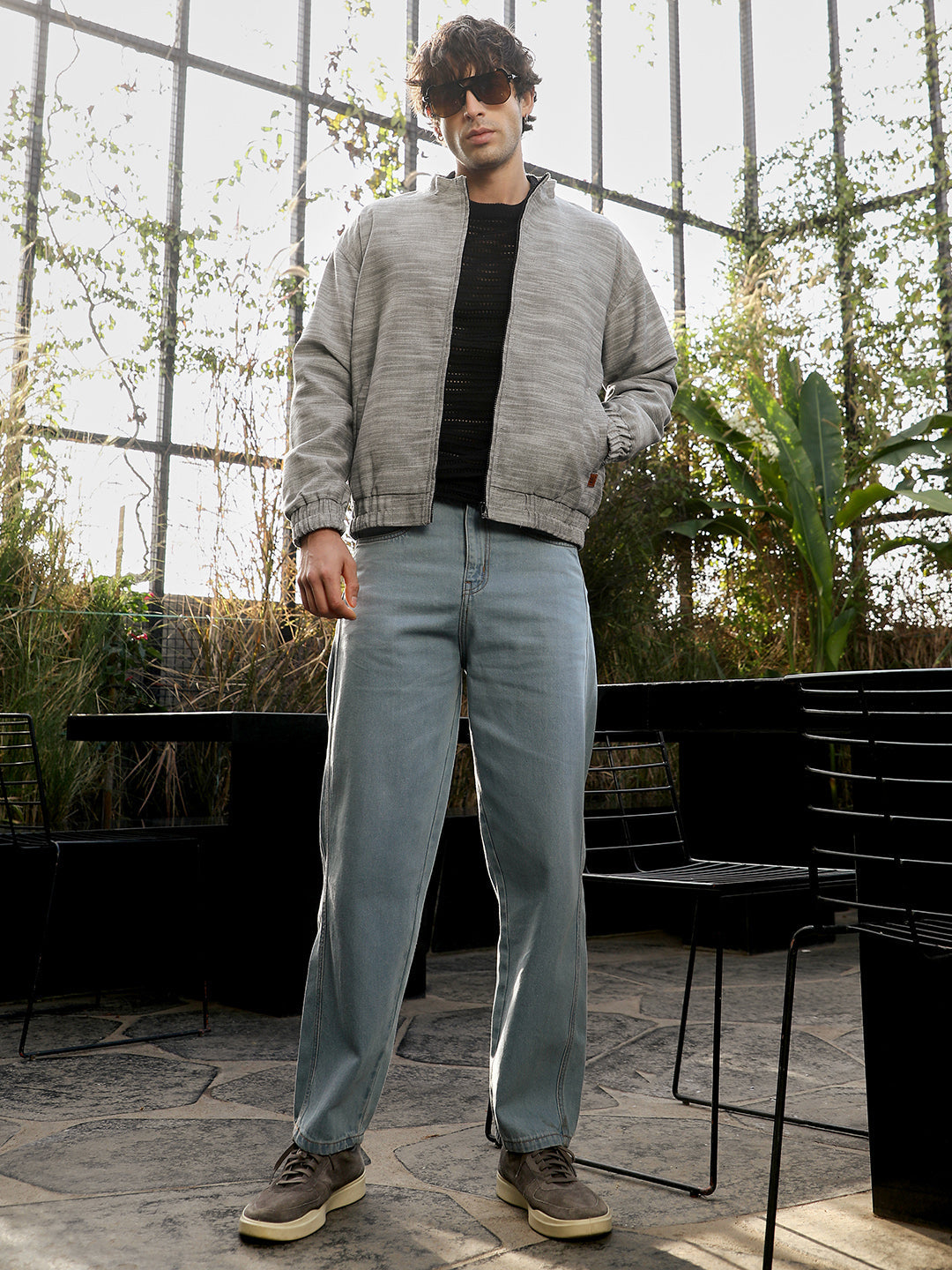 Zip-Front Heathered-Knit Jacket