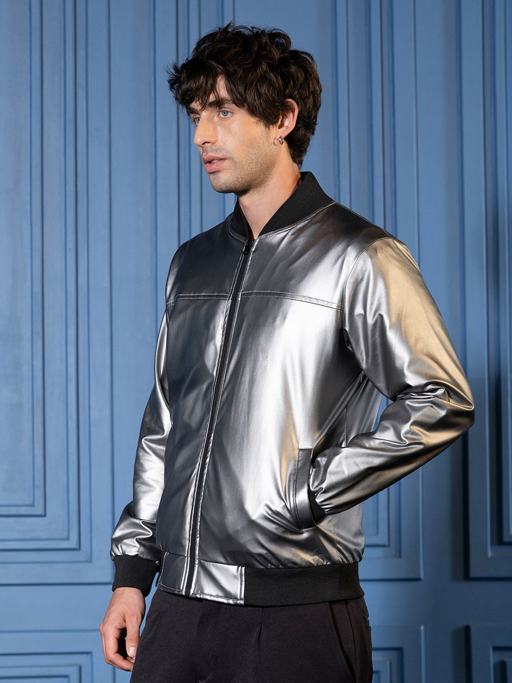 Patent-Panel Bomber Jacket