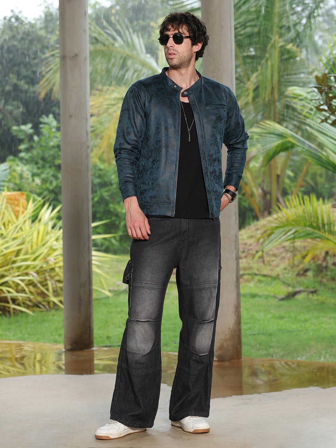 Embossed-Suede Rider Jacket