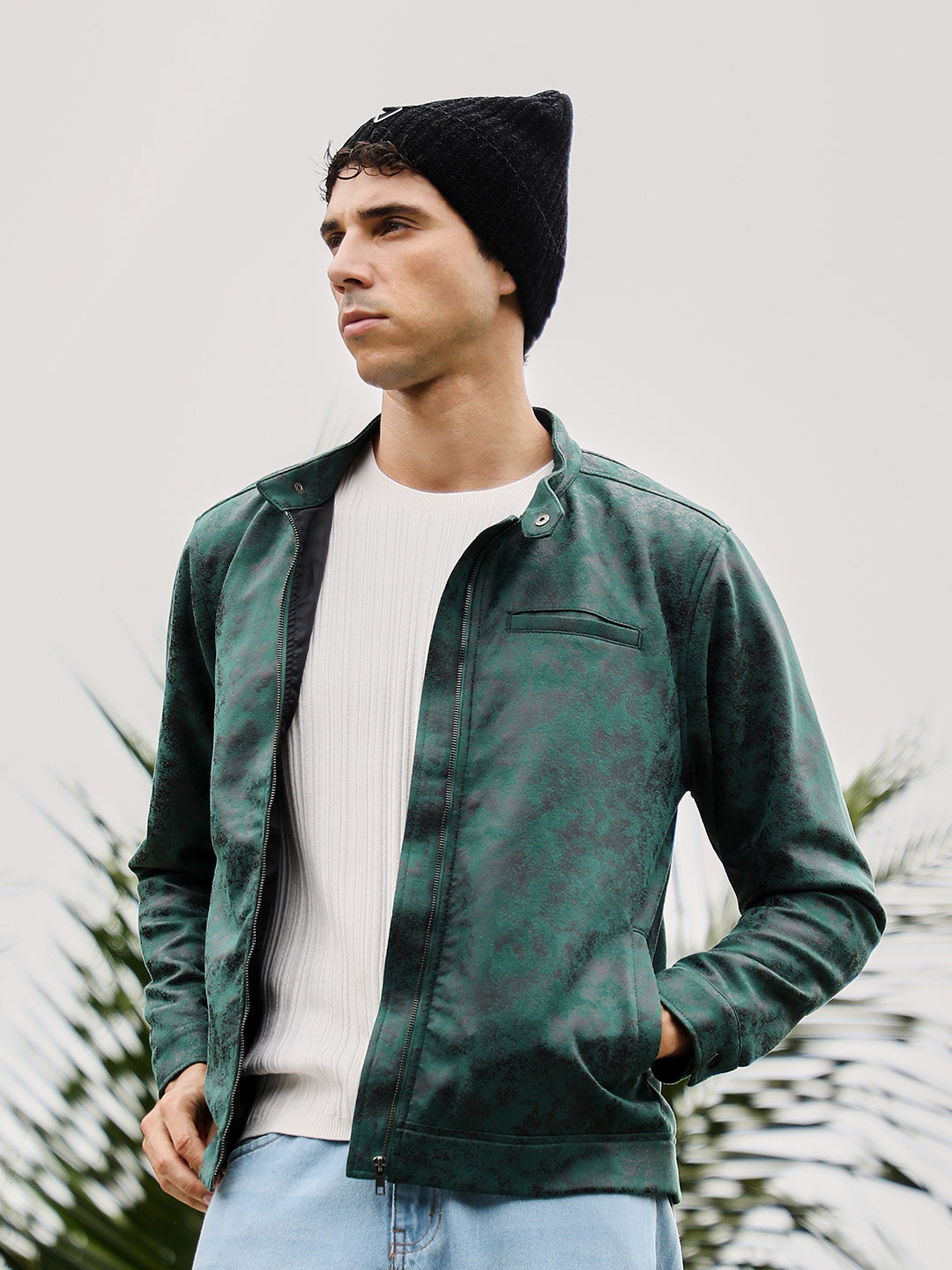 Embossed-Suede Rider Jacket
