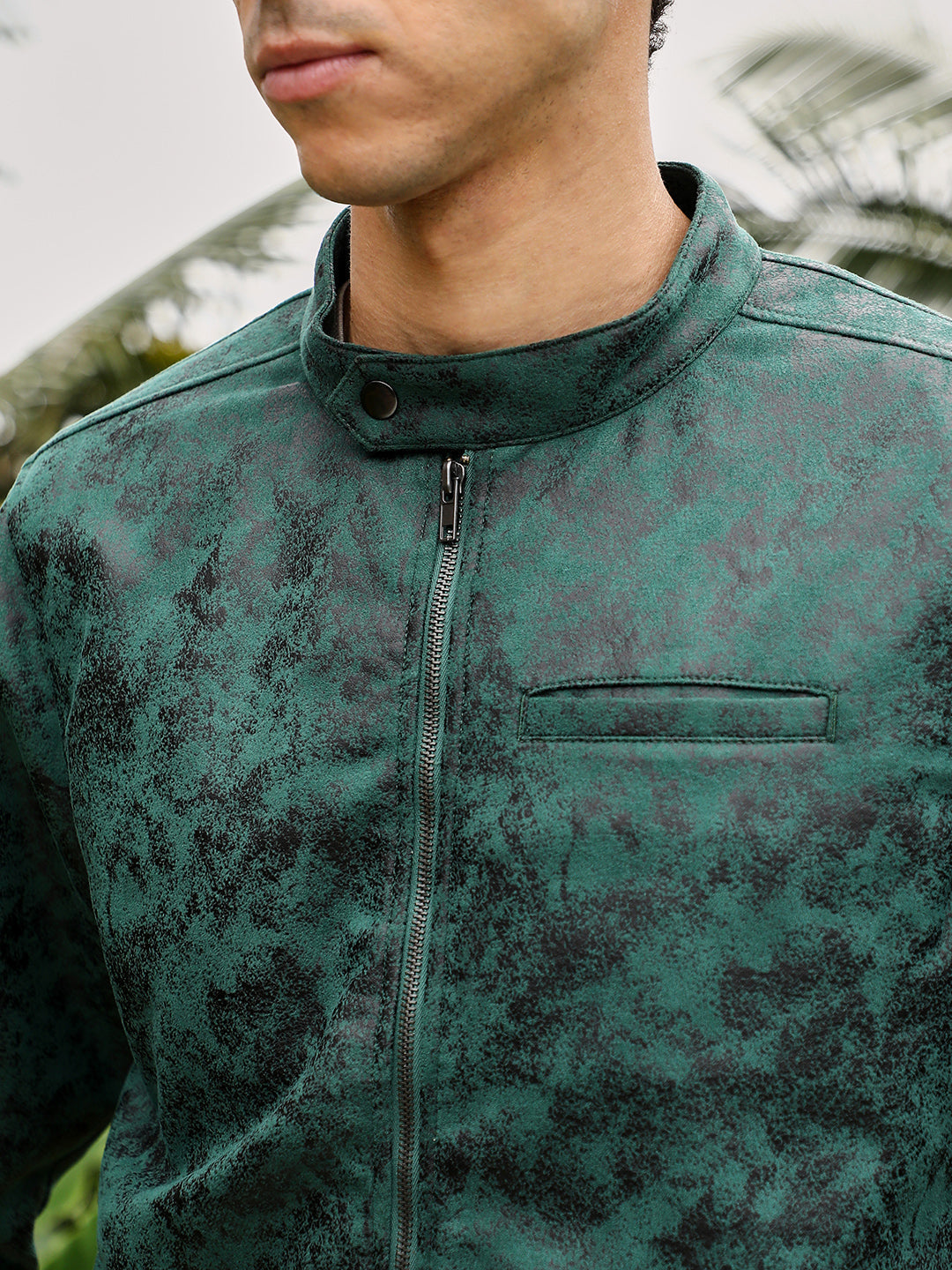 Embossed-Suede Rider Jacket