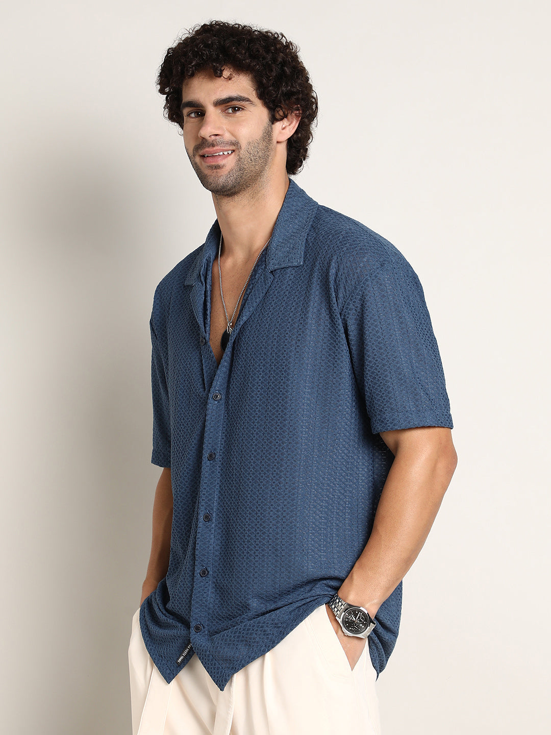 Zigzag-Helix Resort Oversized Shirt