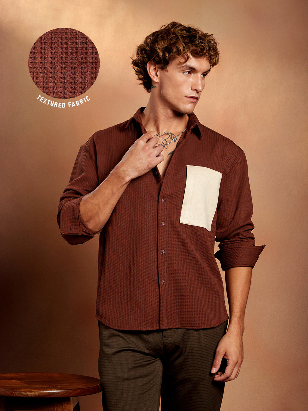 Block-Patch Oversized Shirt