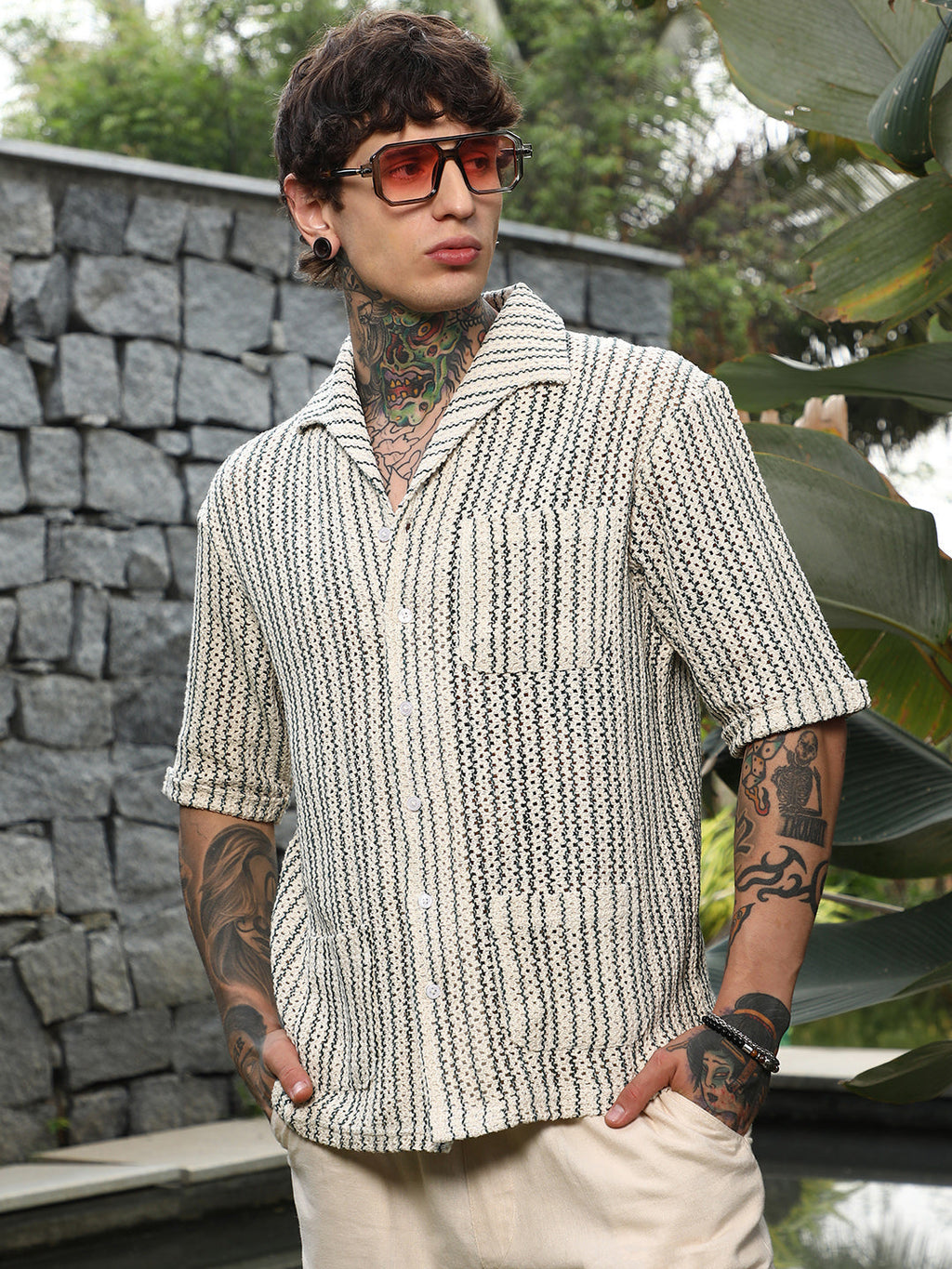 Striped Crochet Shirt