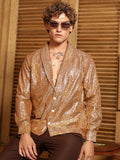 Metallic Shawl Collar Oversized Shirt