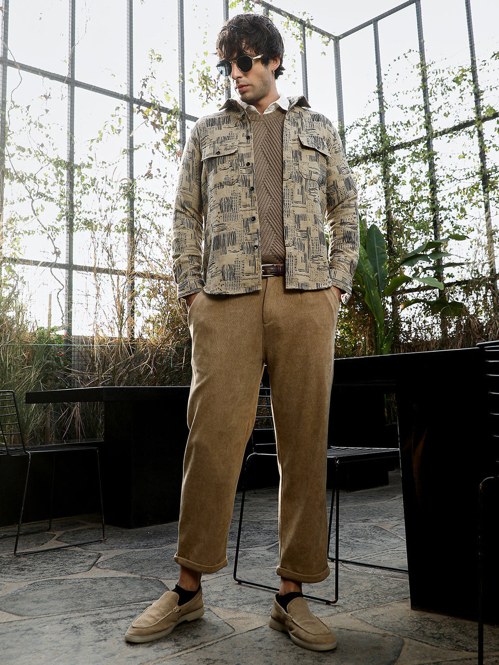 Scratch-Jacquard Utility Shirt