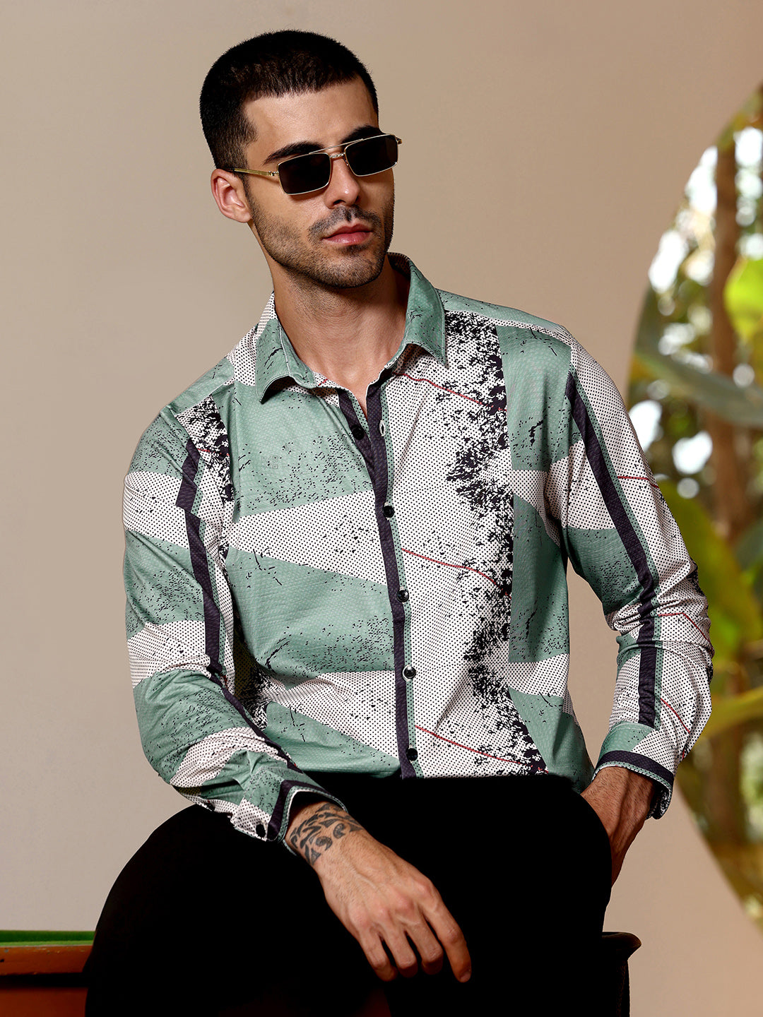Abstract Print Full Sleeve Casual Shirt