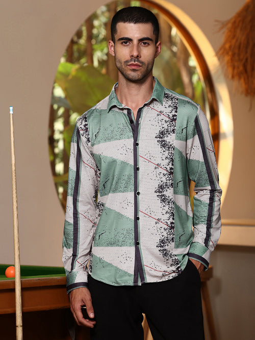 Abstract Print Full Sleeve Casual Shirt