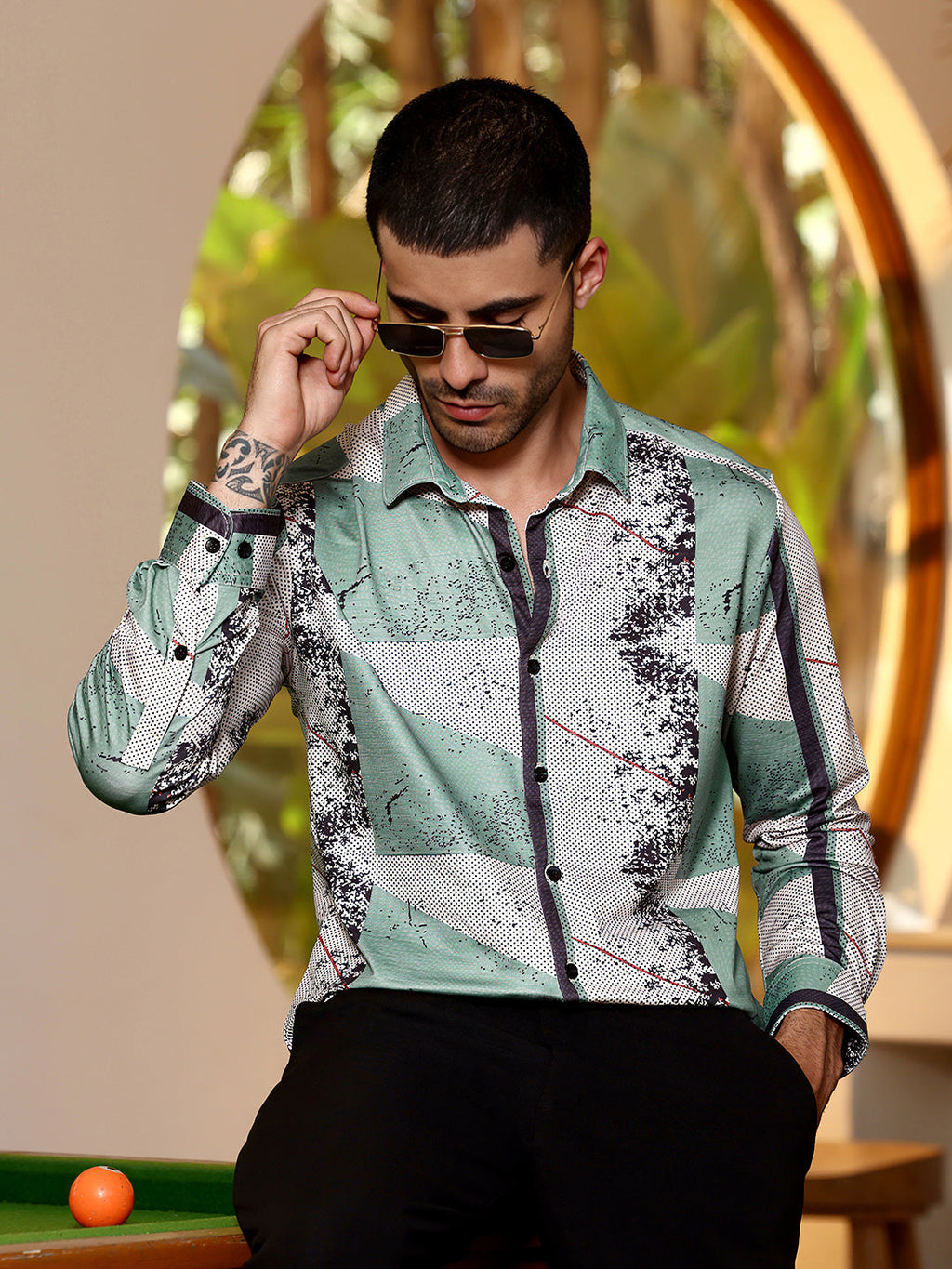 Abstract Print Full Sleeve Casual Shirt