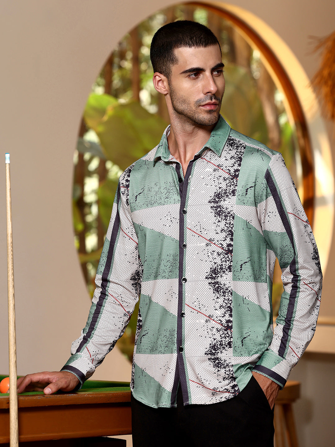 Abstract Print Full Sleeve Casual Shirt