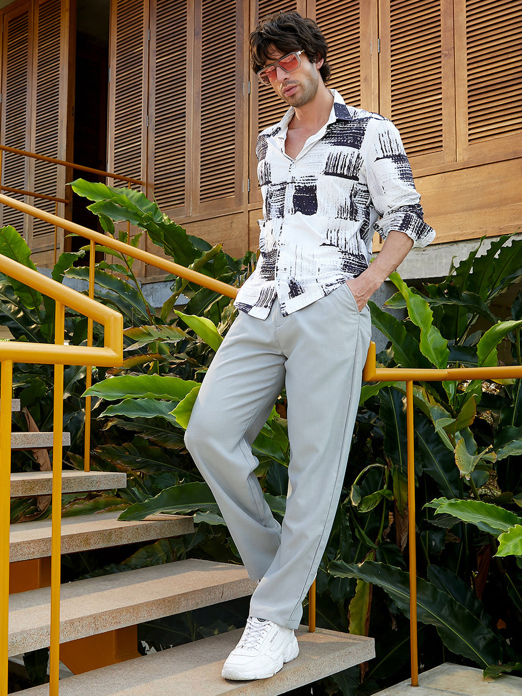 Contrast-Fade Imprint Shirt