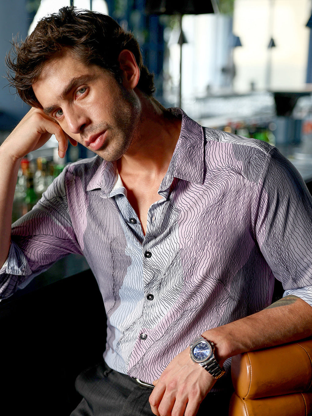 Men's Slim Fit Abstract Print Full Sleeve Casual Shirt