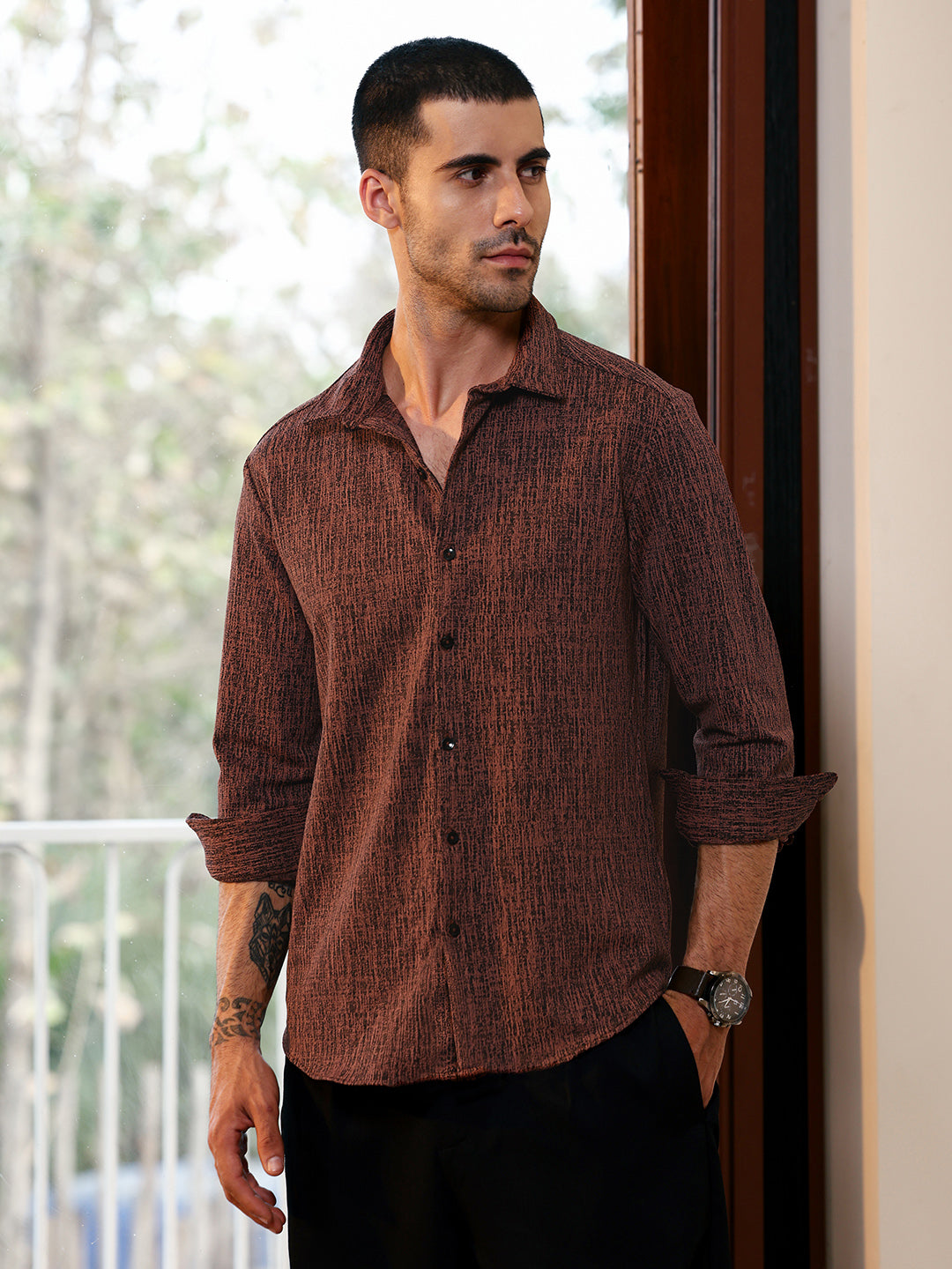 Regular Fit Textured Casual Shirt