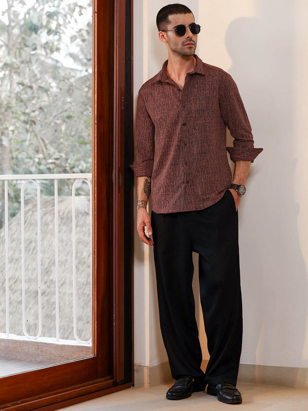 Regular Fit Textured Casual Shirt