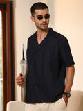 Asymmetrical Placket Cuban Collar Shirt