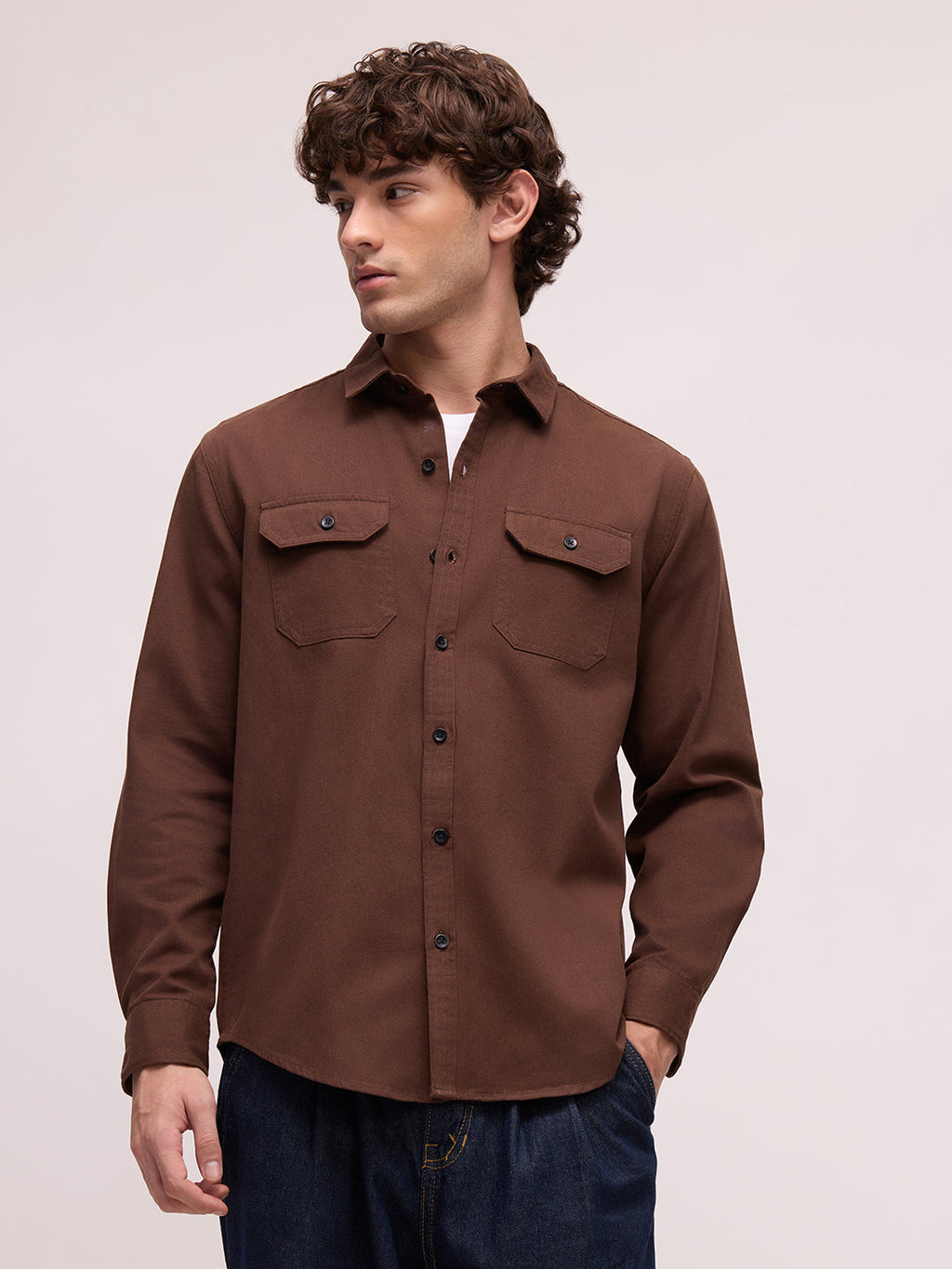 Men's Twill Solid Regular Fit Shirt