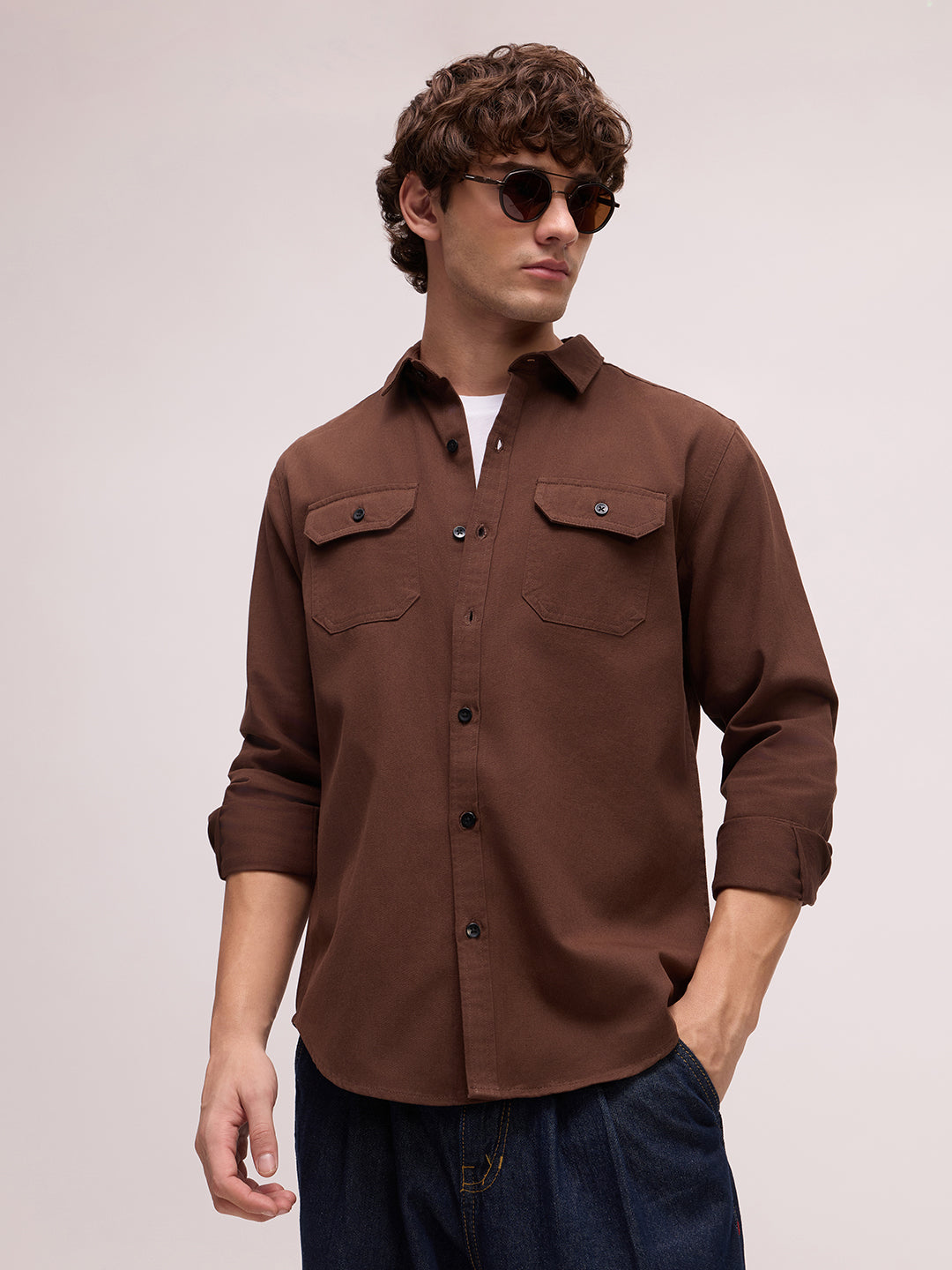 Men's Twill Solid Regular Fit Shirt
