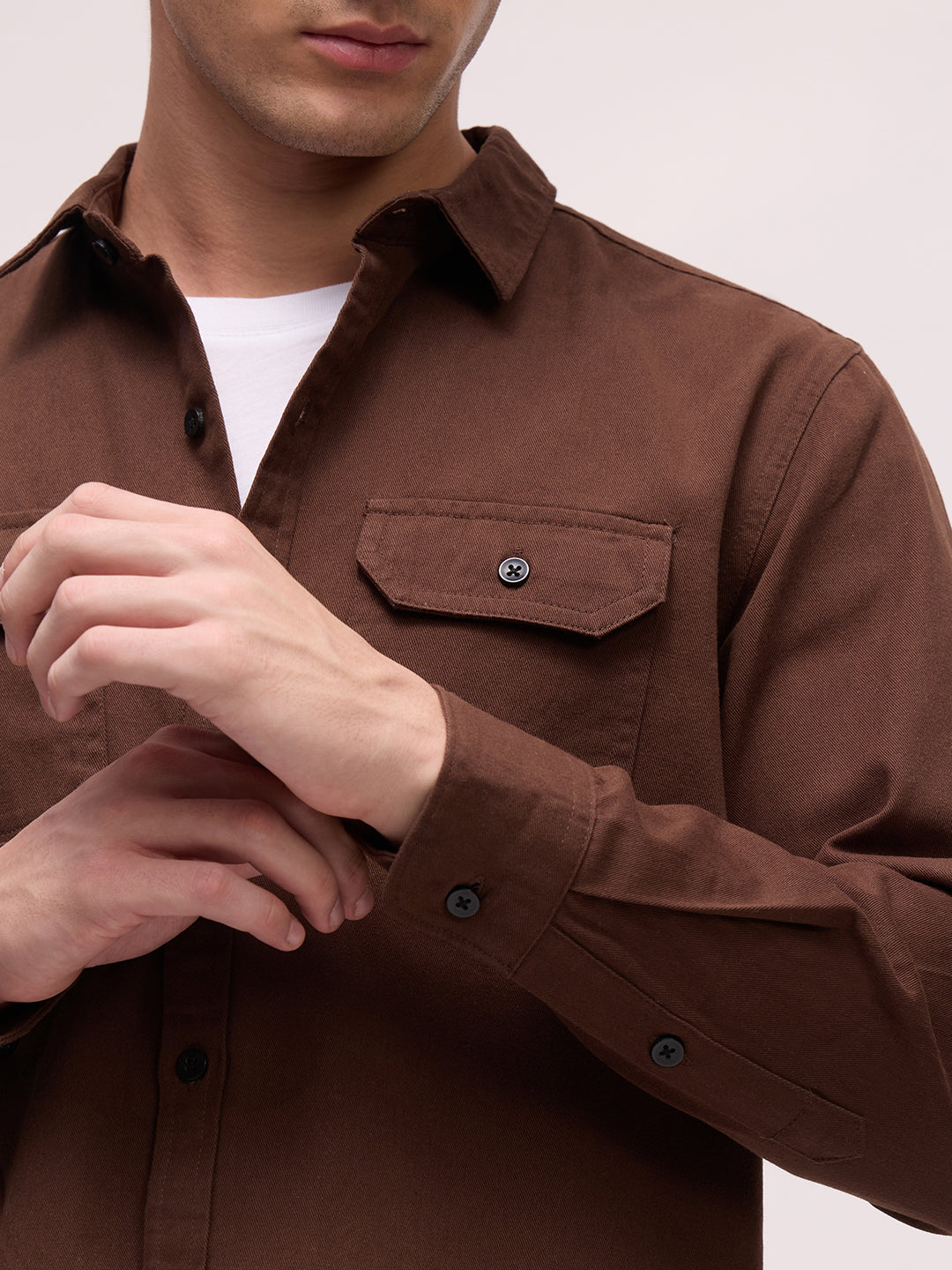 Men's Twill Solid Regular Fit Shirt