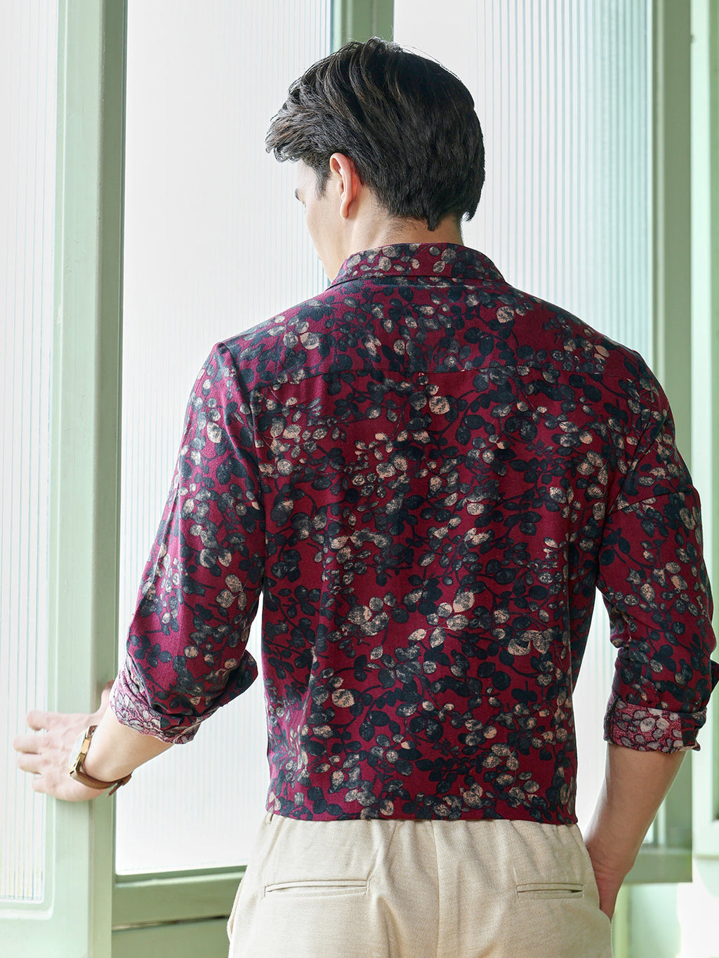 Men's Maroon Floral Shirt