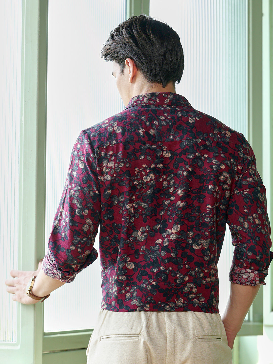 Men's Maroon Floral Shirt