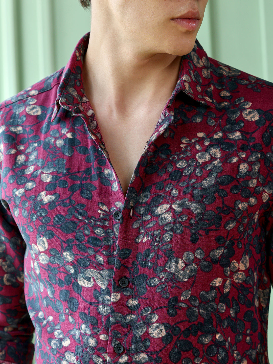 Men's Maroon Floral Shirt