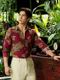Men's Maroon Floral Shirt